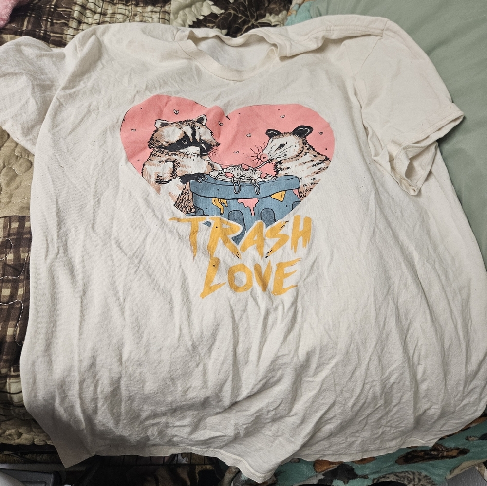 Trash love raccoon & opossum White Graphic T-Shirt